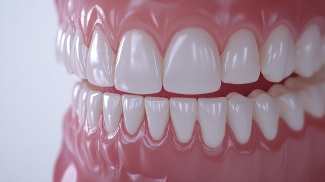 70.A 3D-rendered image of a patient's smile makeover process using advanced digital tools for tooth alignment in cosmetic dentistry. The image emphasizes the design of laminate veneers and crowns for