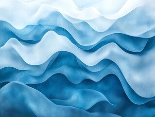 Obraz premium Serene Blue Fabric Waves: An Abstract Textured Artwork