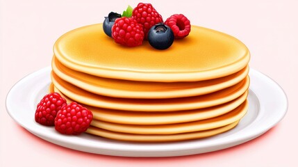Golden Pancakes with Fresh Berries: A Delicious Breakfast Treat