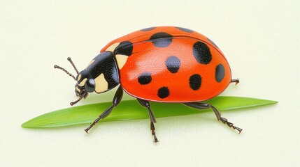 Fototapeta premium Intricate Details of a Ladybug on a Blade of Grass