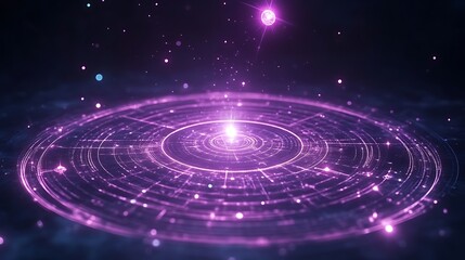Obraz premium Abstract Cosmic Energy Circle Glowing Purple Lights