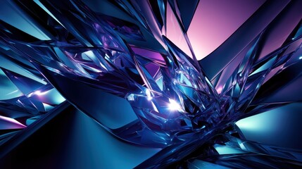 Obraz premium Abstract Crystal Fractal: Deep Blue and Purple Digital Art