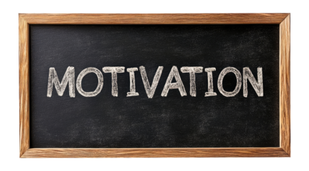Blackboard with word "Motivation" isolated on transparent background