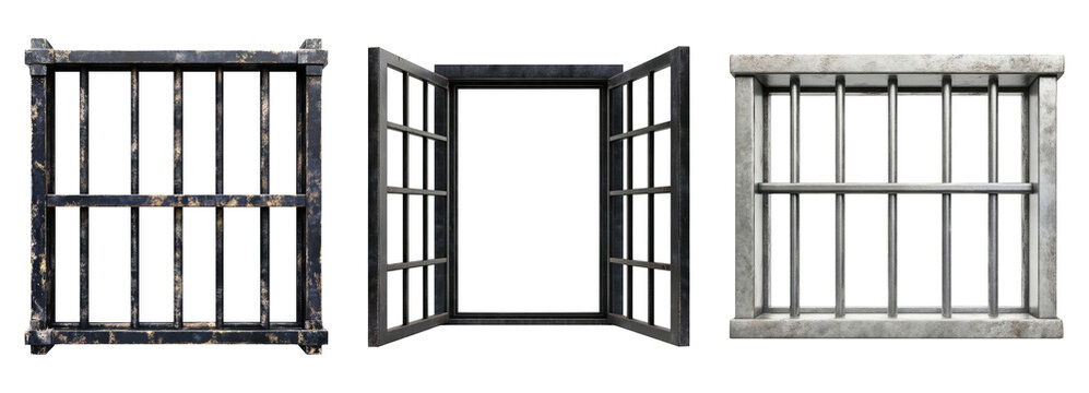 Prison windows isolated on transparent background
