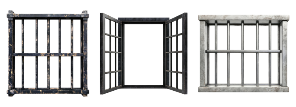 Prison windows isolated on transparent background