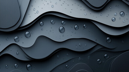 Dark Wavy Surface with Water DropletsDark Wavy Surface with Water Droplets