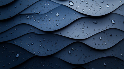 Dark Wavy Surface with Water DropletsDark Wavy Surface with Water Droplets