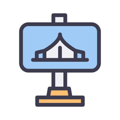 camping sign board filled style