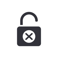 Rejected security solid icons, minimalist vector illustration ,simple transparent graphic element .Isolated on white background