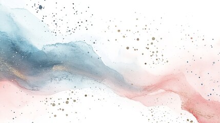 Fototapeta premium Watercolor American flag clipart in pastel pencil style, soft pink, blue, brown, and silver gold, isolated on the left side with white background