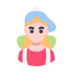 woman camping flat style