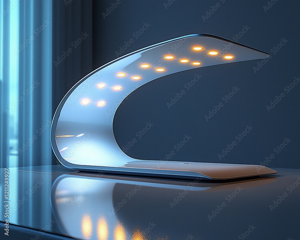 Poster modern curved led desk lamp with warm light. (1)