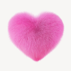 Furry pink heart, 3D Valentine's graphic