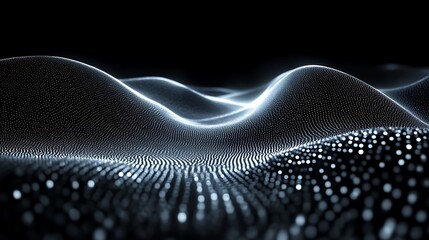 Abstract Glowing Particle Wave Landscape