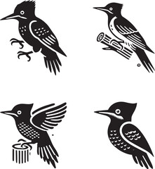 Woodpecker Silhouettes Collection - Vector Illustrations