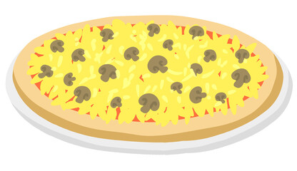 Ilustración transparente de pizza de queso y champiñones