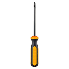 A black and orange screwdriver with a silver handle