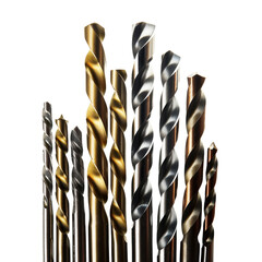A row of drill bits with different colors and sizes