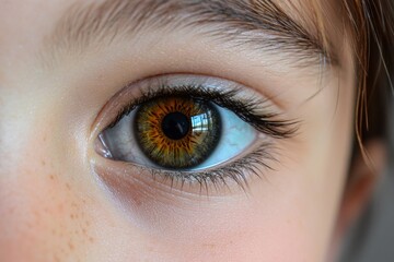 Fototapeta premium Closeup of a Childs Eye Brown Iris Detailed View