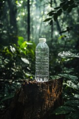 Fototapeta premium A Plastic Bottle in the Rainforest: A Symbol of Environmental Concern