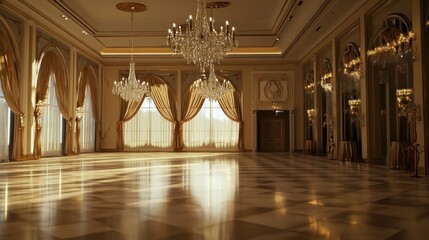 Grand Ballroom: Luxurious Interior Design with Crystal Chandeliers