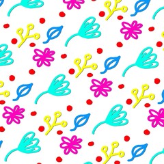 Beautiful seamless floral pattern with watercolor summer flowers. Stock illustration.