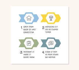 Hand drawn infographic template with four arrows with place for your icons and text, doodle infographics, vector eps10 illustration