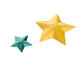 Obraz premium Yellow and Green Star Illustration on White Background, 3d rendering