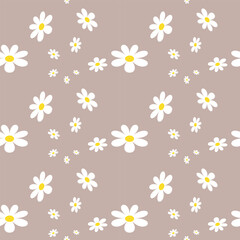 Daisy Flower Pattern. Modern Seamless Pattern Background Granny Style. Patchwork Flowers.