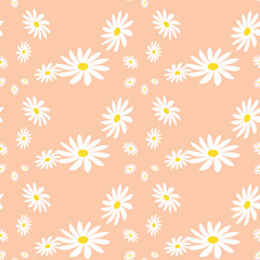 Blossom Daisy Flower Seamless Pattern. Vintage Tender Cute Floral. Hand Drawn Fabric, Gift Wrap, Wall Art Design. Eps10.
