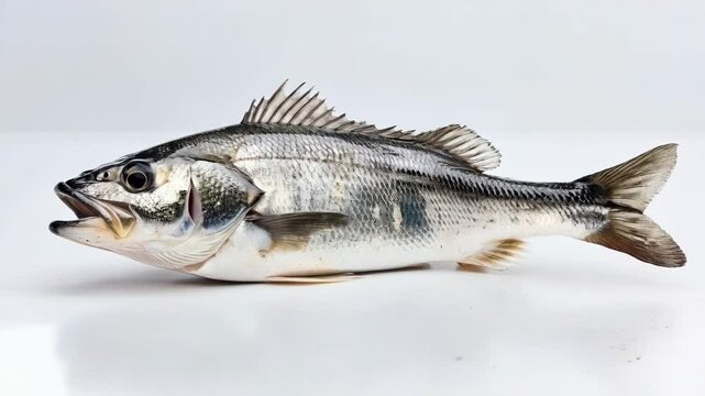 Silver fish motion on white background