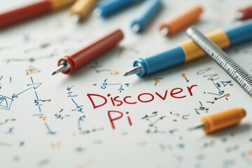 Contemporary Pi Celebration Discover Mathematical Beauty on a Minimalist Whiteboard - STEM Education and Event Design for Spring Learning and Innovation