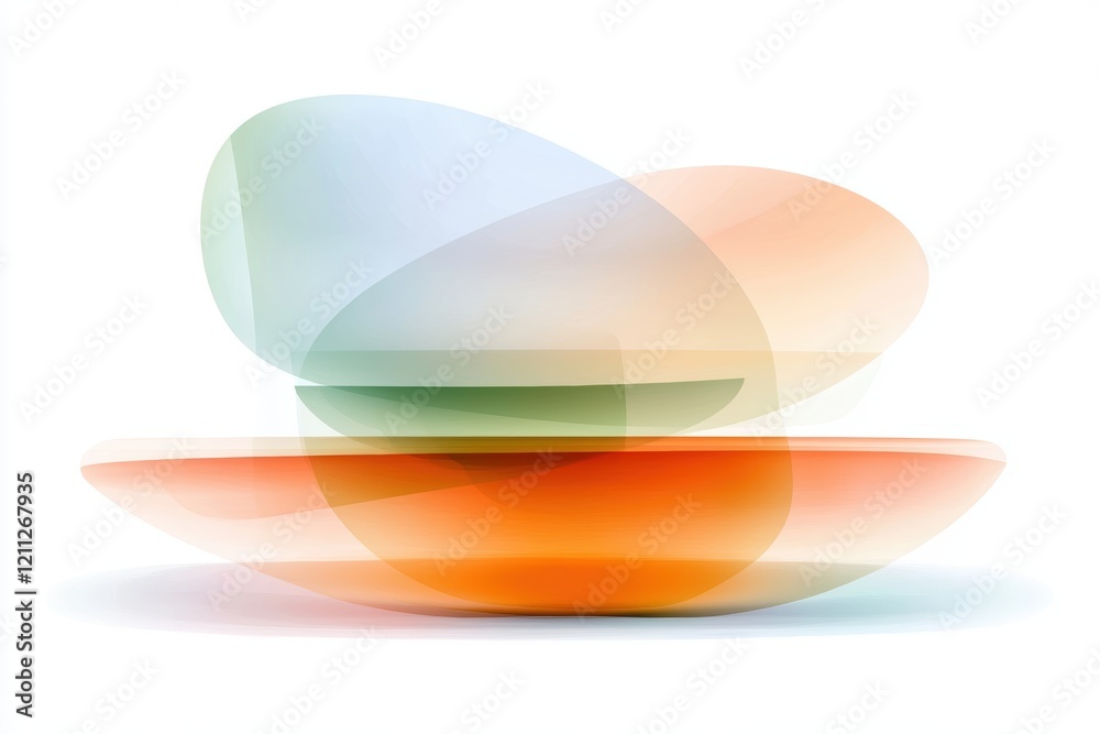 Poster abstract composition of colorful transparent shapes and soft edges overlapping