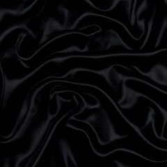 Obraz premium Elegant Black Silk Fabric Drape Smooth Texture Rich Dark Background Luxury Textile Sof
