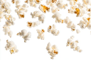Fototapeta premium Air-Popped Popcorn Falling from Above with a Crisp White Background
