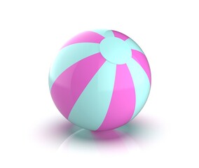 Colorful Beach Ball Illustration in Pink and Blue Stripes, 3d rendering
