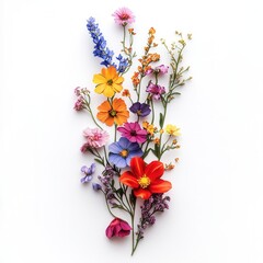 Colorful flower arrangement, white background