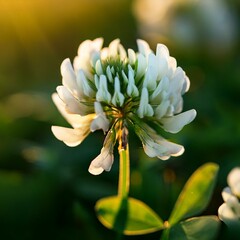 シロツメクサは夏に咲く花で白い小花を集めて1..5㎝くらいの花を咲かせている