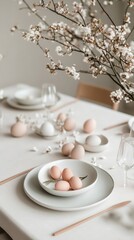 Vintage Easter Elegance Pastel Vintage Plates with Blossoms for Spring Celebrations and Bridal Showers - Artisanal Table Styling in Event Planning and Sustainable Dining