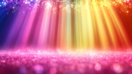 Colorful Glitter Beams Illuminate Sparkling Surface