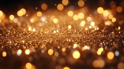 Golden Glitter Background With Sparkling Lights