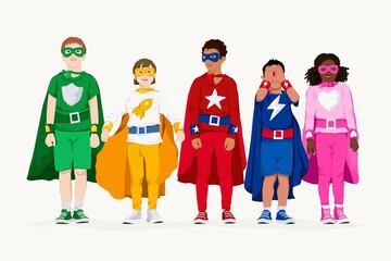 Cute superhero kids clipart, aesthetic illustration © Rawpixel.com