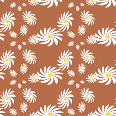 Blossom Simple Daisy Pattern Printable. Retro Seamless Pattern Background Granny Style. Patchwork Flowers.