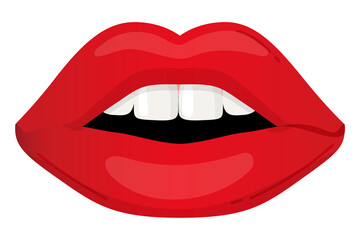 Red lips png sticker, cute illustration, transparent background