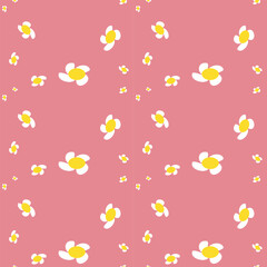 Vintage Daisy Flower Seamless Pattern. Modern Seamless Pattern of White Daisies on Color Background.