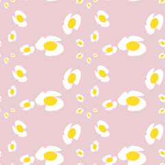 Modern Daisy Flower Seamless Pattern. Vintage Charming Daisy Pattern on a Serene Background Creates a Cheerful