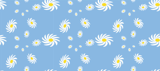 Daisy Flower Pattern. Blossom Seamless Pattern Background Granny Style. Patchwork Flowers.