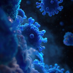 Naklejka premium Microscopic View of Coronavirus: A 3D Rendering of the Virus's Complex Structure