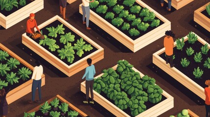 Community Garden Diverse People Cultivating Fresh Produce