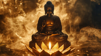 lord buddha on lotus flower